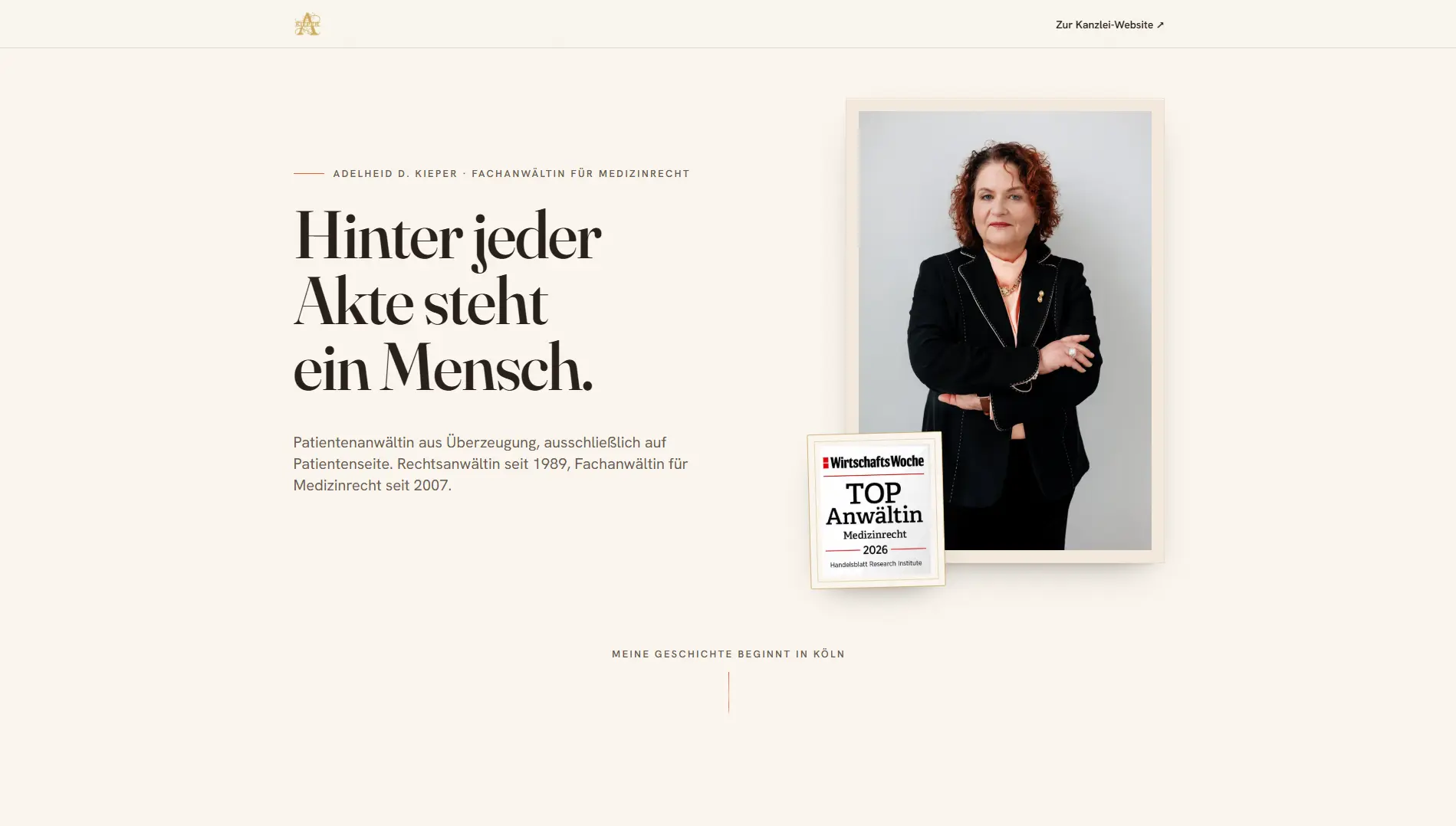 Startseite der Website von AKIEPER, gebaut von KappaWeb
