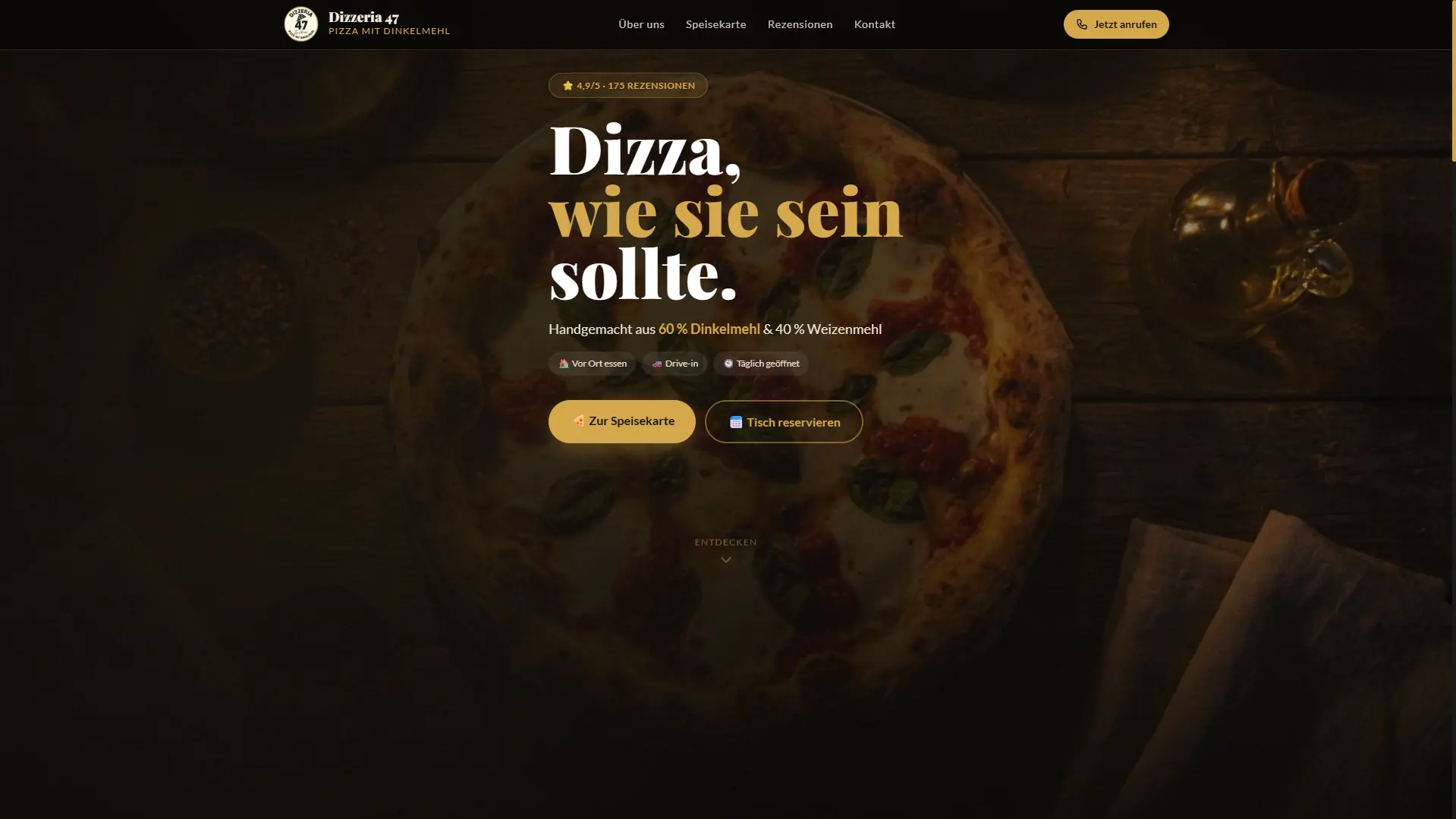 Startseite der Website von Dizzeria47, gebaut von KappaWeb